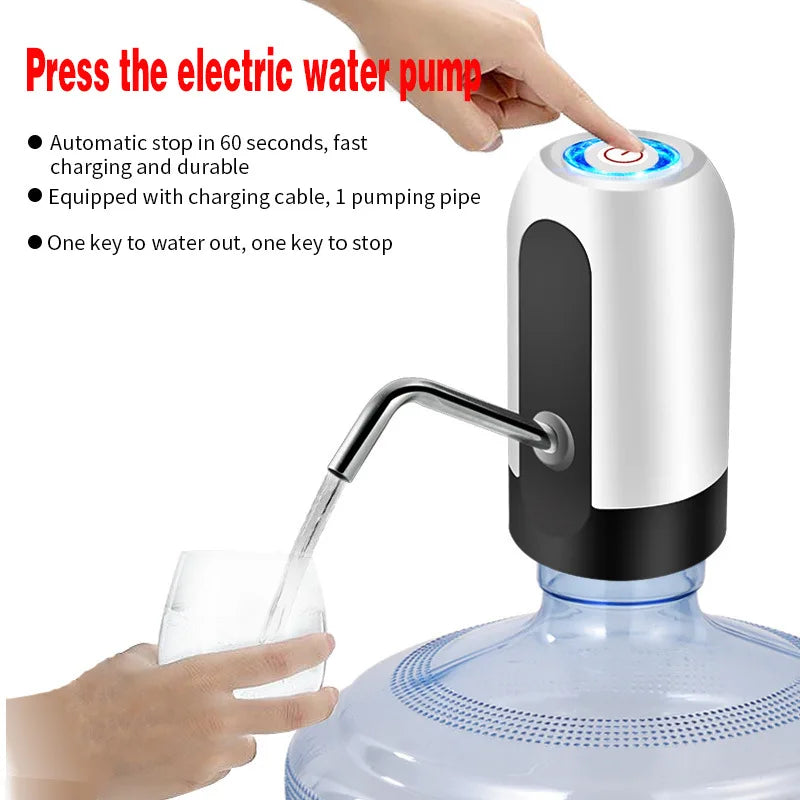 “Effortless Hydration: USB-Charged Automatic Water Dispenser Pump with One-Click Operation”